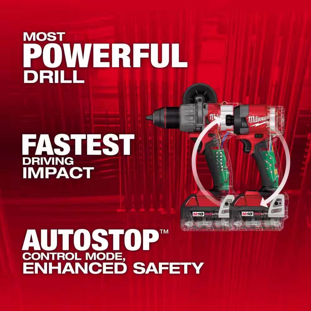 Milwaukee M18 FUEL 18-Volt Lithium-Ion Brushless Cordless Hammer Drill/Band Saw/Impact Driver Combo Kit 3-Tool with (4) Batteries