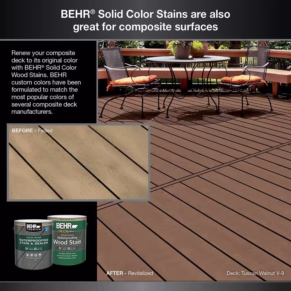 BEHR PREMIUM 1 gal. #SC-137 Drift Gray Solid Color Waterproofing Exterior Wood Stain and Sealer