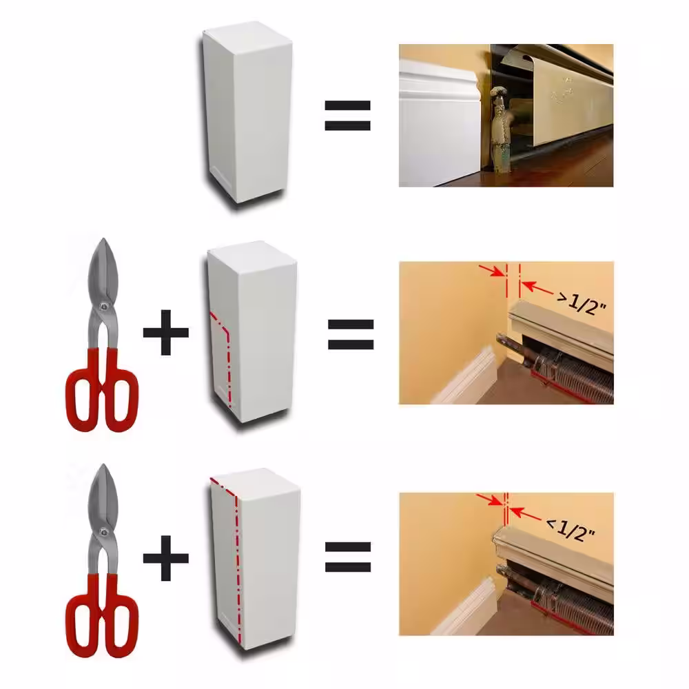 Baseboarders Basic Series Steel Easy Slip-On Baseboard Heater Cover Right Side End Cap in White