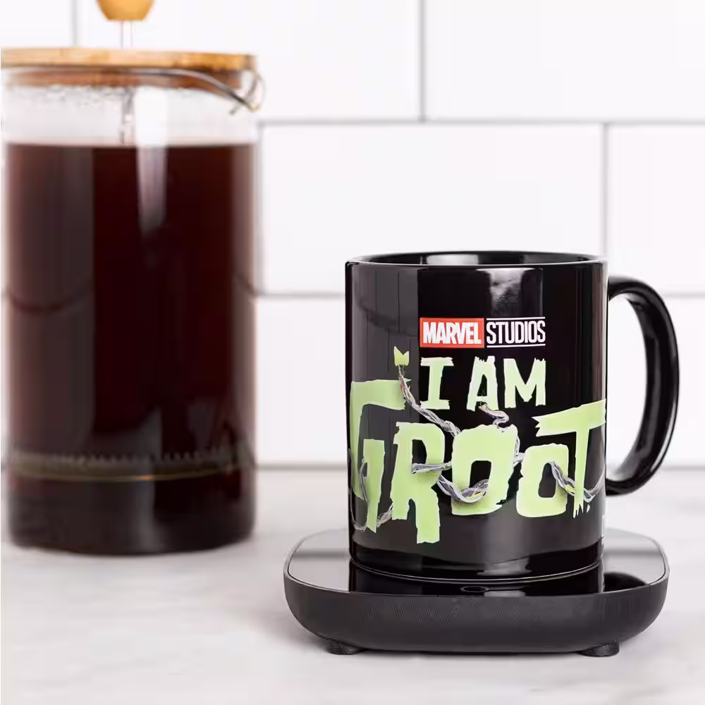 Uncanny Brands Marvel's Single- Cup 'I Am Groot' Black Coffee Mug with Warmer for Your Drip Coffee Maker