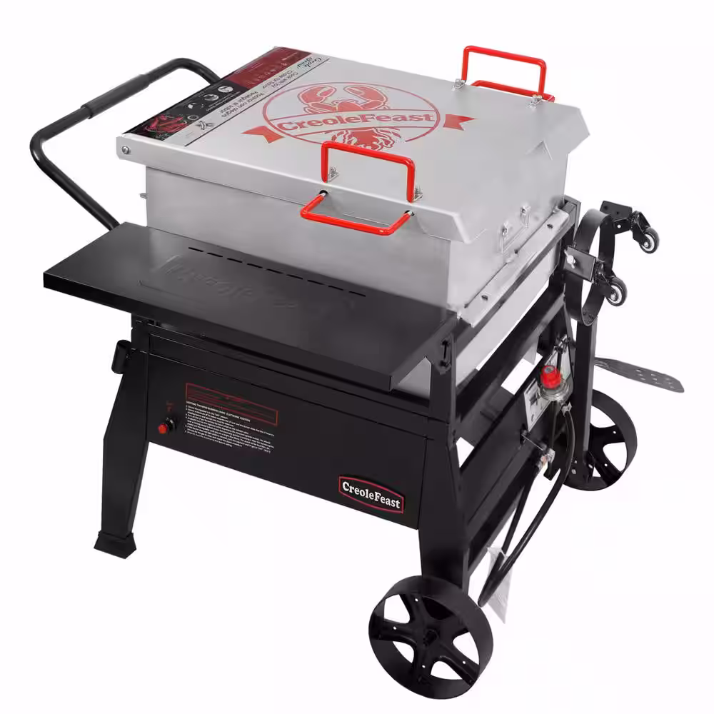 CreoleFeast Single Sack Crawfish Boiler Outdoor Stove Propane Gas Grill Cooker in Black