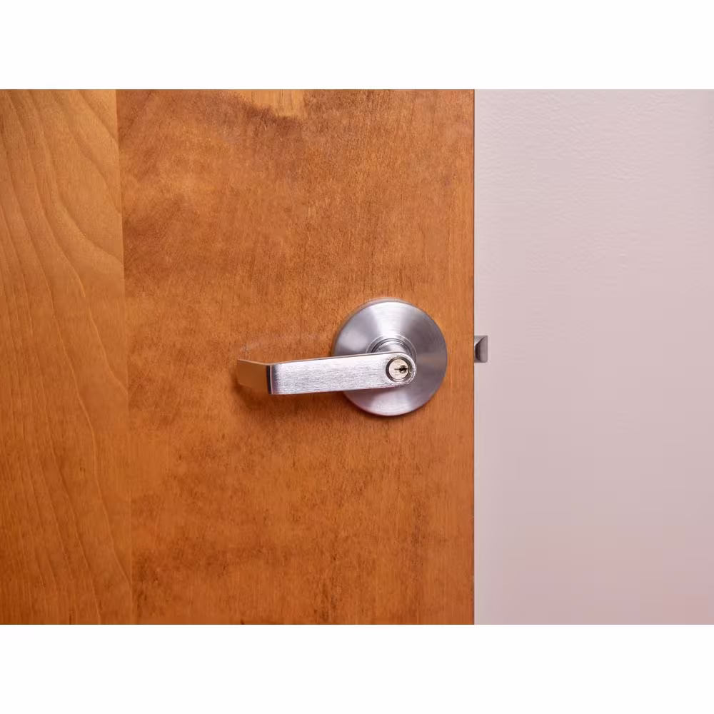 Taco LSV Saturn Standard Duty Brushed Chrome Grade 2 Commercial Cylindrical Storeroom Door Handle with Lock