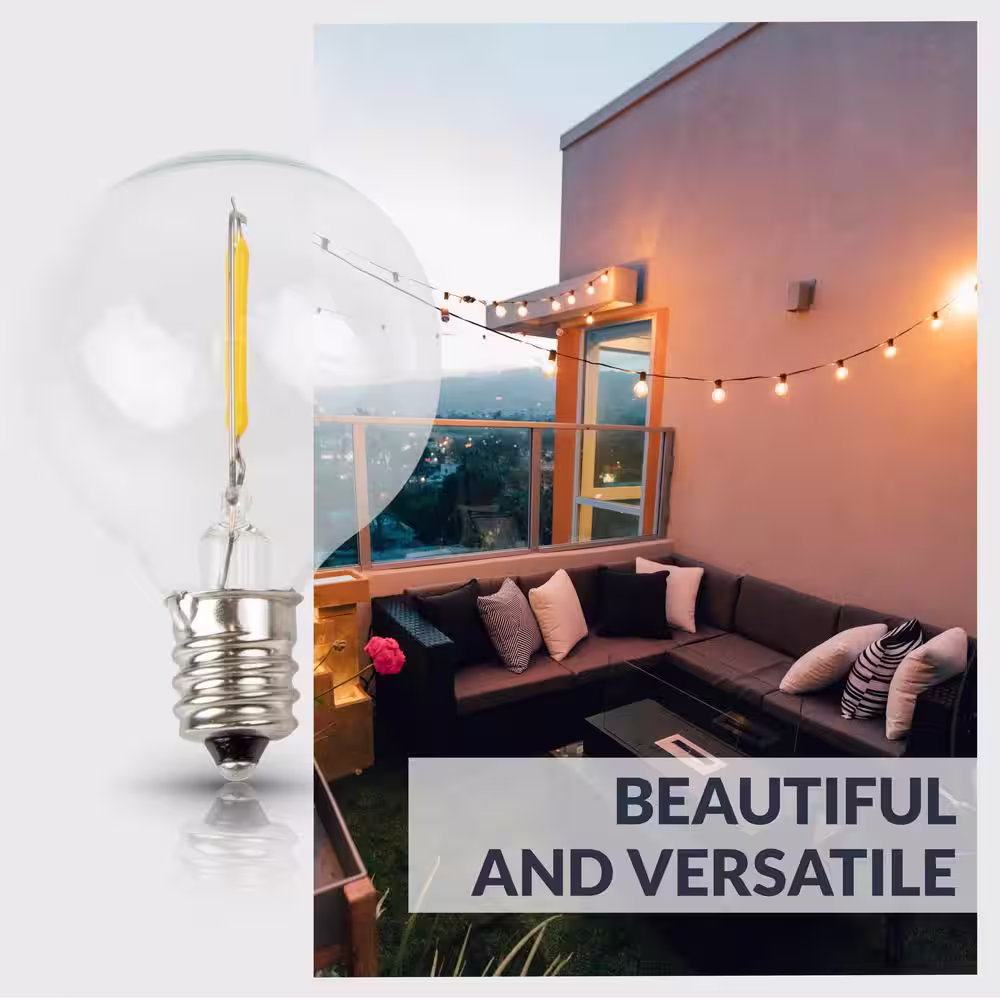 Newhouse Lighting 11-Watt Equivalent G40 Globe LED Replacement Light Bulbs for Outdoor String Lights 2700K Warm White (25-Pack)