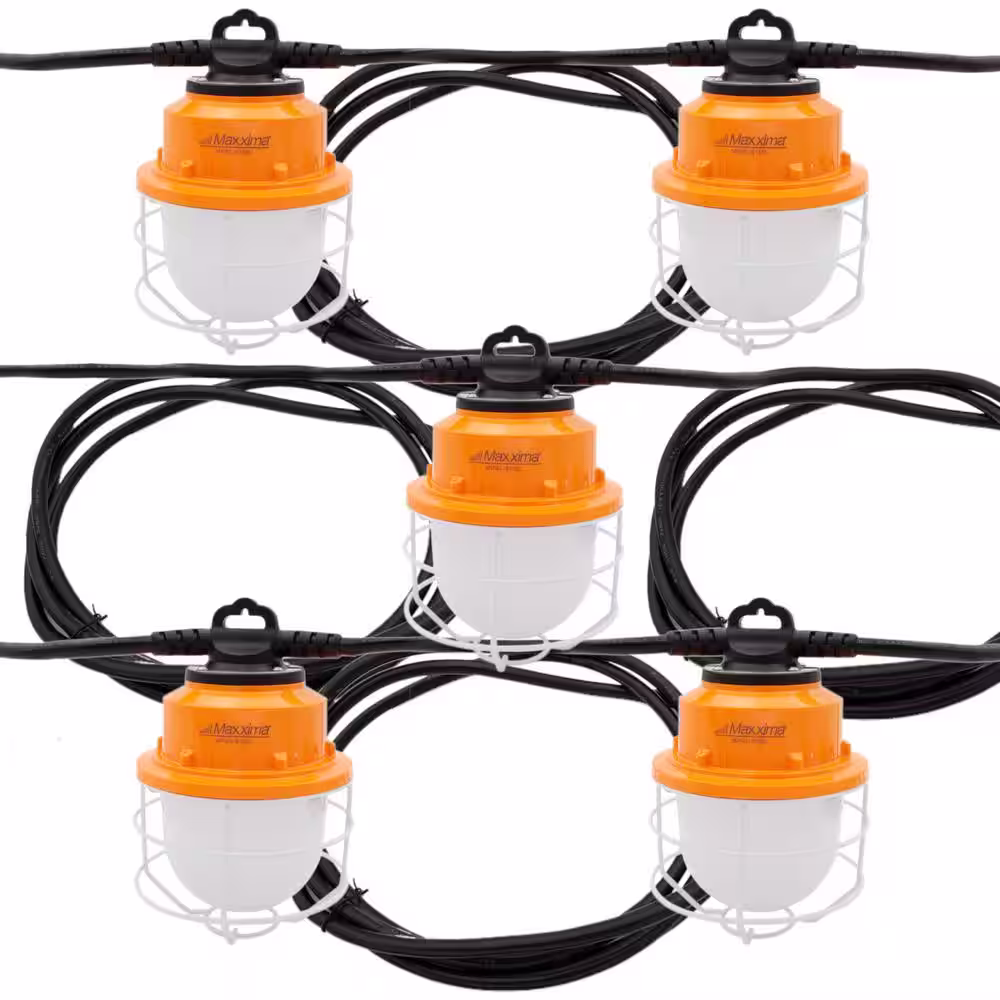 Maxxima 12,000 Lumens 100-Watt Hanging LED String Linkable Work Light