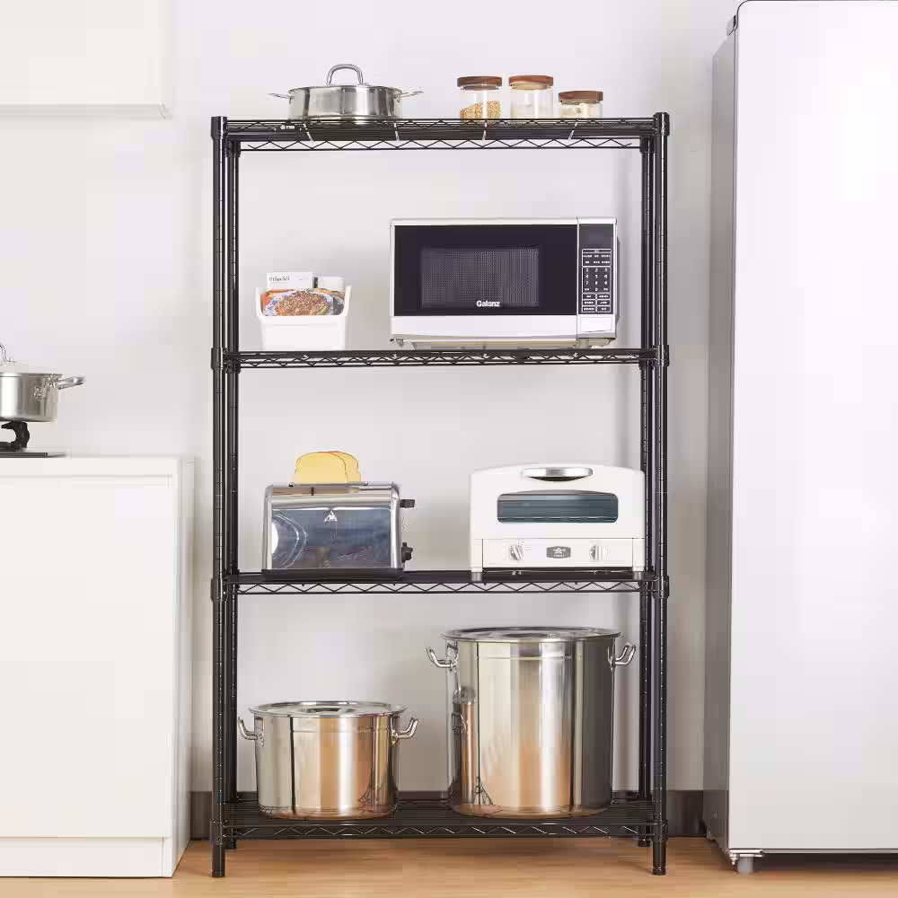 mzg 4-Tier Black Coating Utility Wire Shelving Unit (18 in. D x 36 in. W x 59 in. H)
