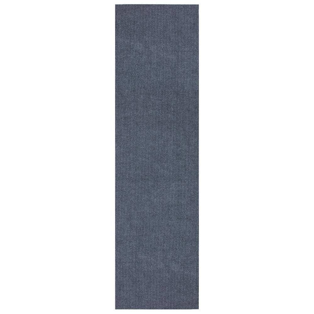 Sweet Home Stores Ribbed Waterproof Non-Slip Rubber Back Solid Runner Rug 2 ft. W x 19 ft. L Gray Polyester Garage Flooring