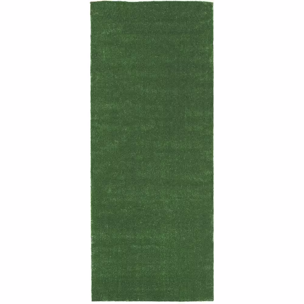 Sweet Home Stores Meadowland Collection Waterproof Solid Indoor/Outdoor 3 ft. x 9 ft. Green Artificial Grass Runner Rug