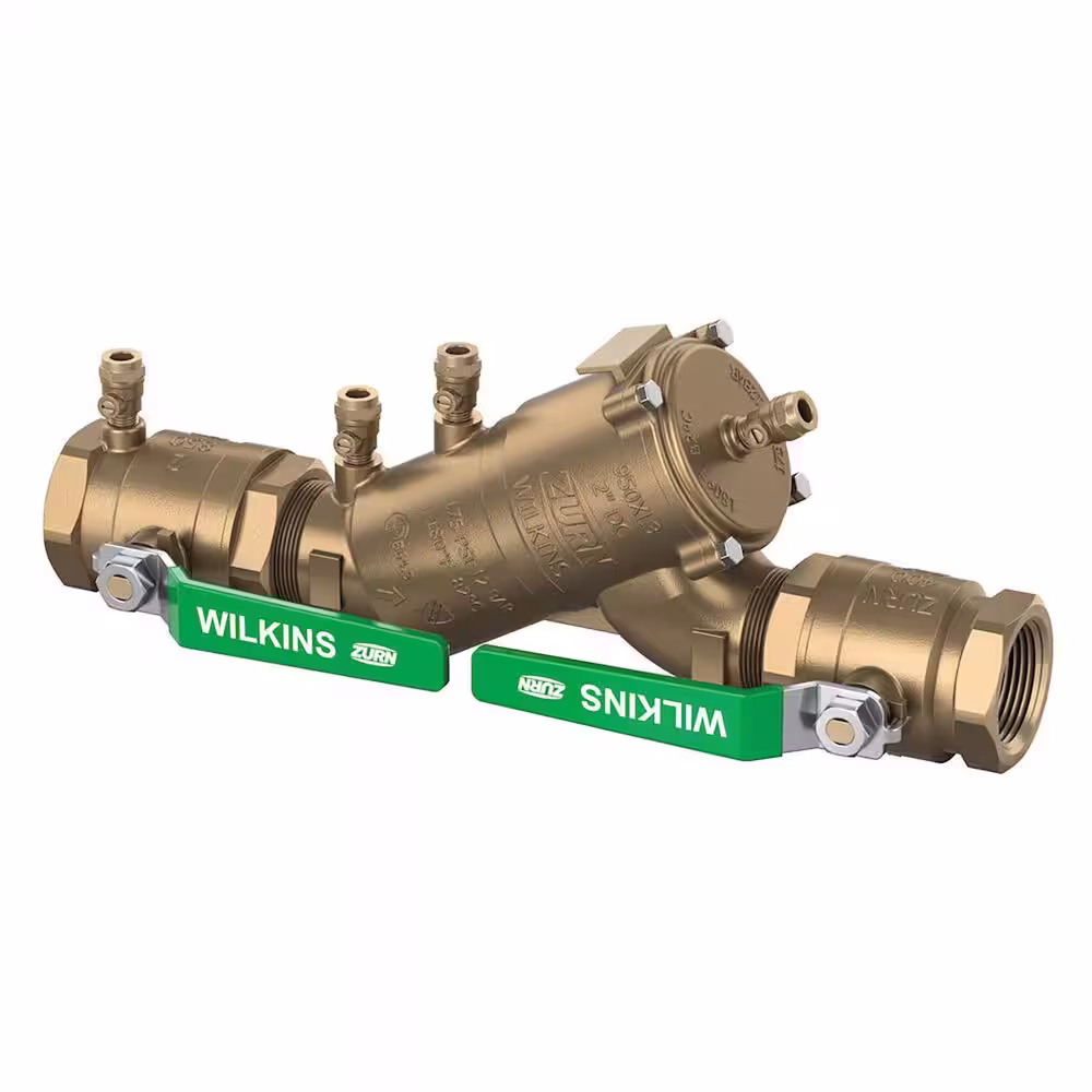 Wilkins 2 in. 950XL3 Double Check Backflow Preventer with Integral Male Flare SAE Test Fitting