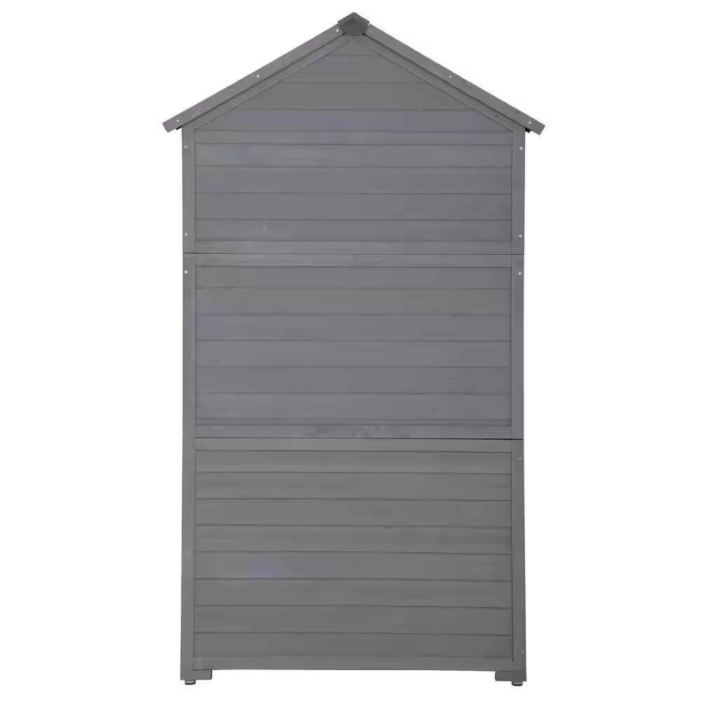 TIRAMISUBEST 2.95 ft. W x 1.9 ft. D Gray Garden Wood Lean-to Storage Shed Tool Organizer with Lockable Door (5.6 sq. ft.)