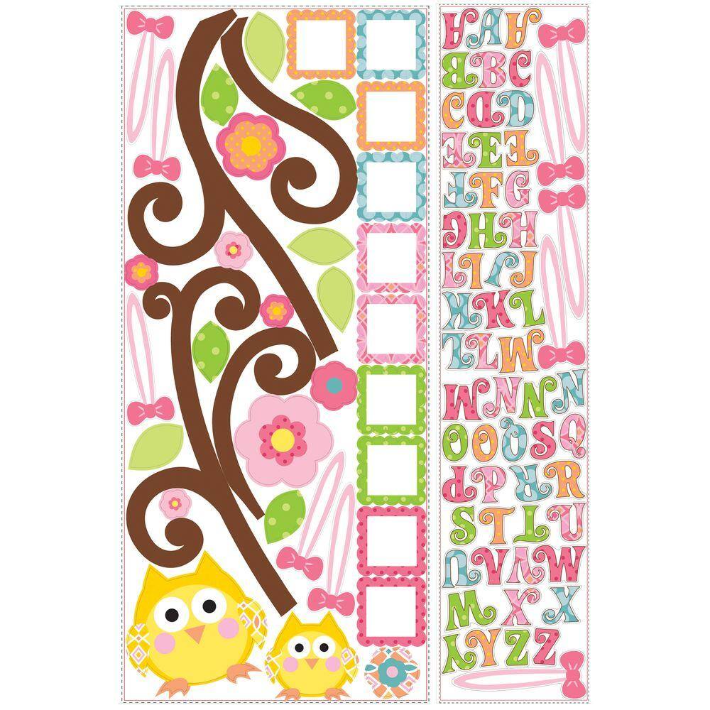 RoomMates 18 in. x 40 in. Scroll Tree Letter Branch 98-Piece Peel and Stick Giant Wall Decal
