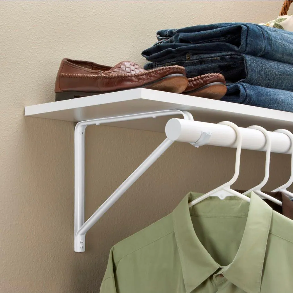 Everbilt 9 in. x 11 in. White Shelf Bracket and Rod Support