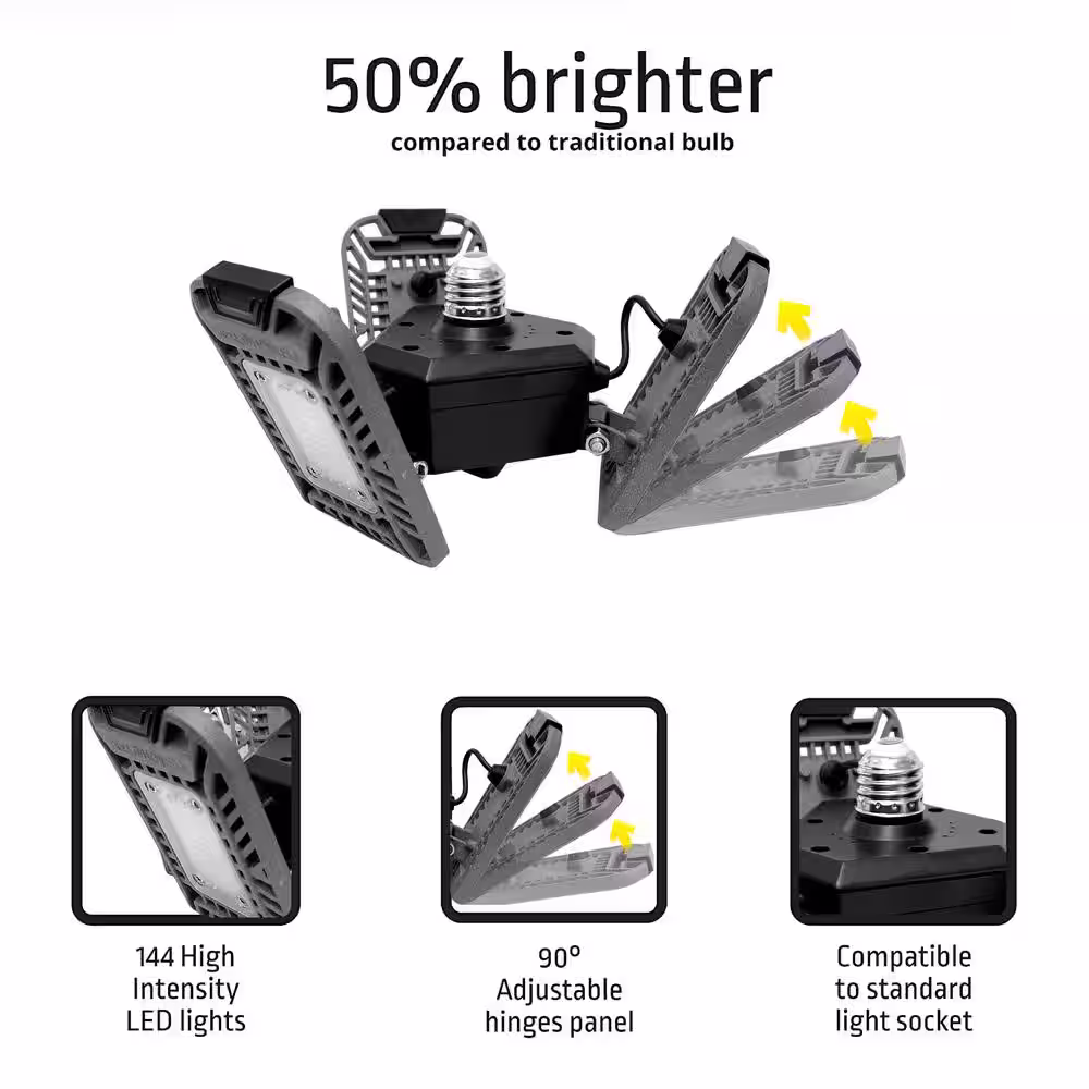 Bell + Howell TriBurst Deluxe 10.5 in. 144 High Intensity LED 5500 Lumens Flush Mount Ceiling Light