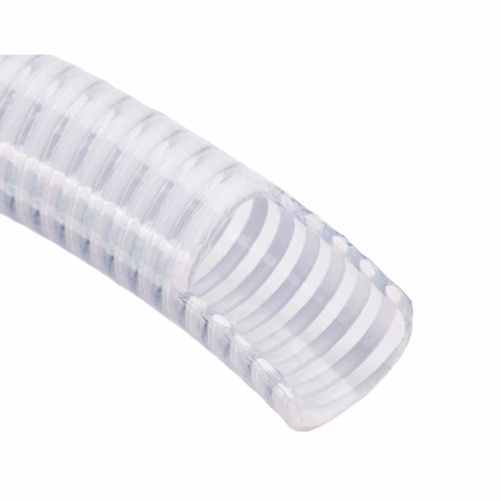HYDROMAXX 1 in. Dia x 25 ft. Clear Flexible PVC Suction and Discharge Hose with White Reinforced Helix