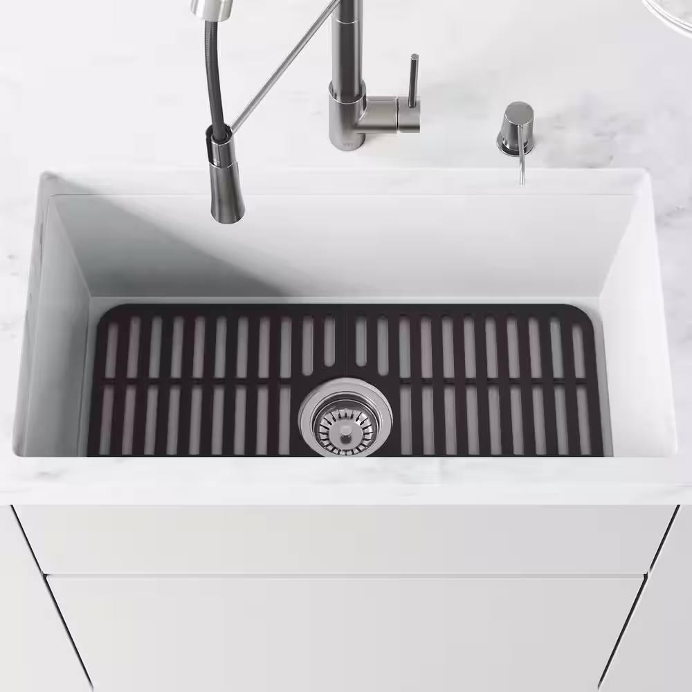 VIGO 25 in. Silicone Kitchen Sink Protective Bottom Grid For Single Basin Sink in Matte Black