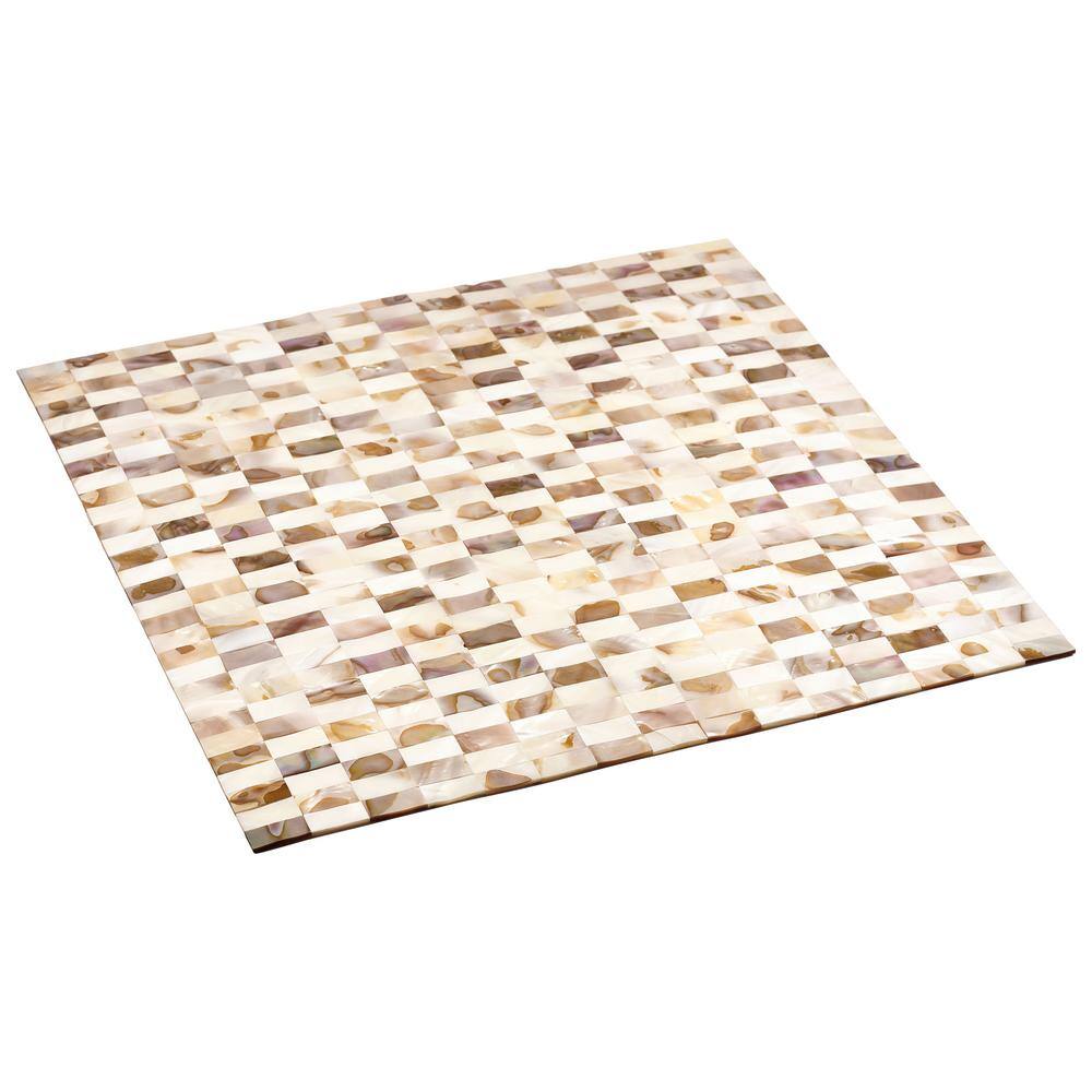 AVANT DECOR Nacreous Natural Stone 5 in. x 5 in. 3mm Glass Peel and Stick Backsplash Tile Sample Cut Tile (.17 sq. ft./Sample)