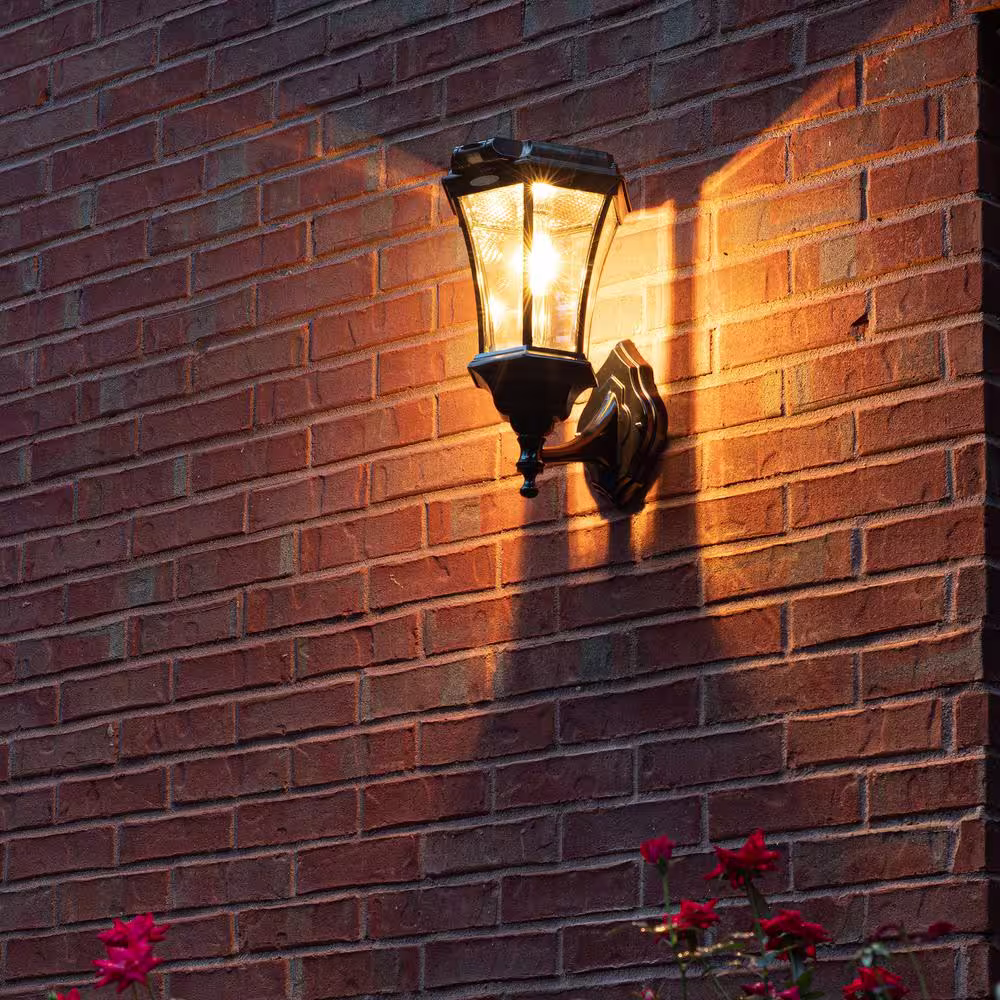 GAMA SONIC Victorian Bulb Black Outdoor Solar Lamp Post Light Warm White LED with Motion Sensor and 3-Mounting Options