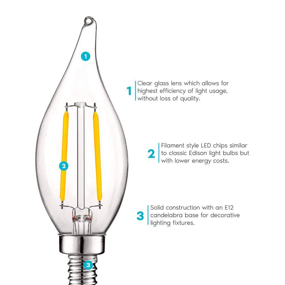 LUXRITE 40-Watt Equivalent CA11 Dimmable Edison LED Light Bulbs UL Listed 3000K Soft White (16-Pack)
