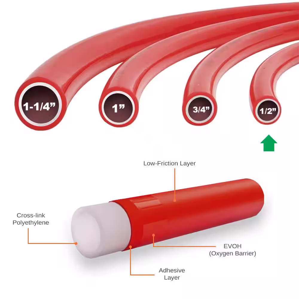 The Plumber's Choice 1/2 in. x 300 ft. Red PEX Tubing Oxygen Barrier Radiant Heating Pipe