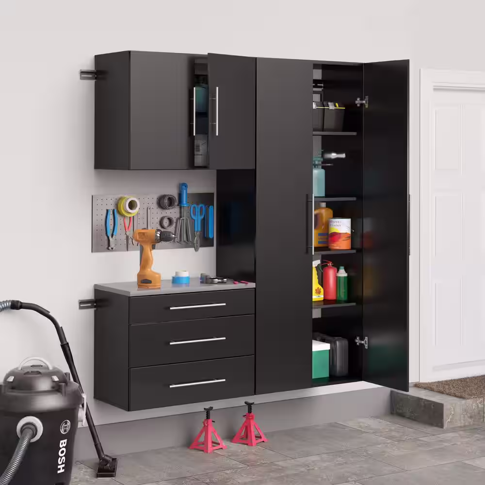 Prepac HangUps 60 in. W x 72 in. H x 16 in. D Storage Cabinet Set B in Black ( 3 Piece )