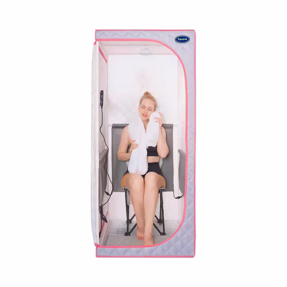Magic Home Portable Full Size Infrared Sauna Tent Home Spa with Panels, Heating Foot Pad, Controller, Chair, Reading light, Gray