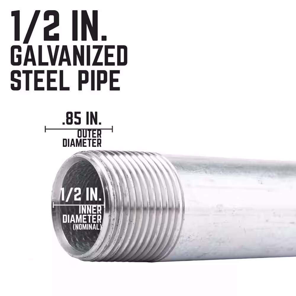 STZ 1/2 in. x 4 ft. Galvanized Steel Pipe