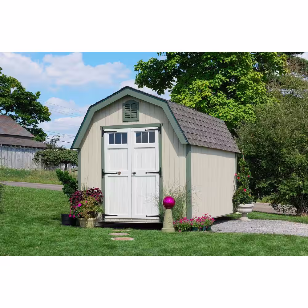 LITTLE COTTAGE CO. Colonial Greenfield 12 ft. x 16 ft. Wood Storage Building DIY Kit with 4 ft. Sidewalls with Floor
