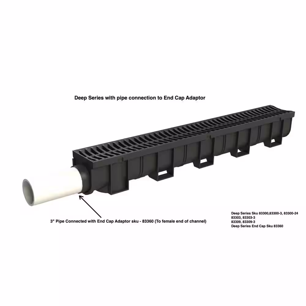 U.S. TRENCH DRAIN Deep Series Tee for 5.4 in. Trench and Channel Drain Systems w/ Stainless Steel Grate
