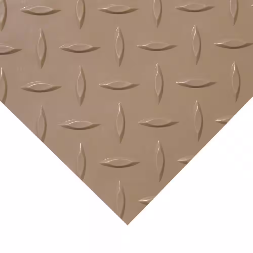 Rubber-Cal Diamond-Plate Metallic 4 ft. x 20 ft. Beige PVC Flooring (80 sq. ft.)