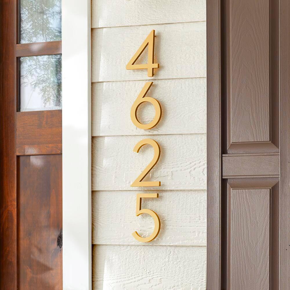 Everbilt 8 in. Brushed Brass Aluminum Floating or Flat Modern House Number 2