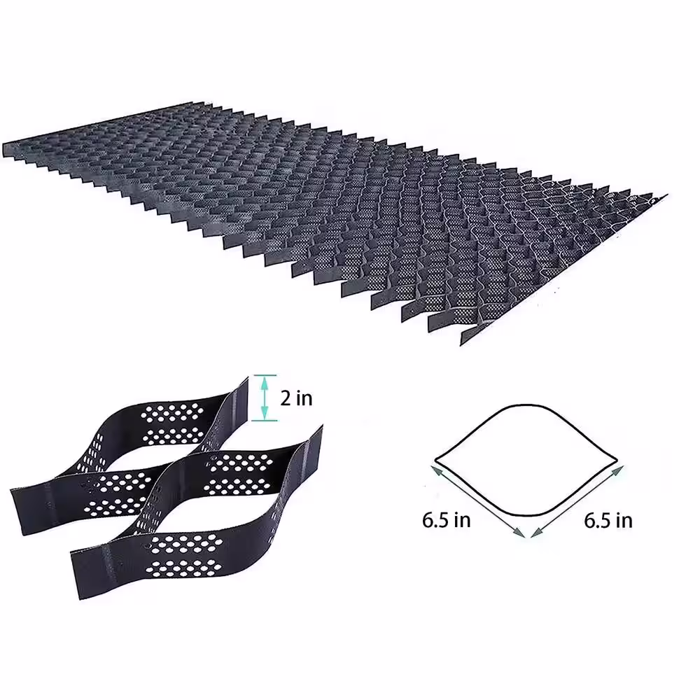 Wellco 6.5 ft. x 13 ft. x 2 in. Plastic Ground Geo Grid Driveway Ground Pavers for Landscaping