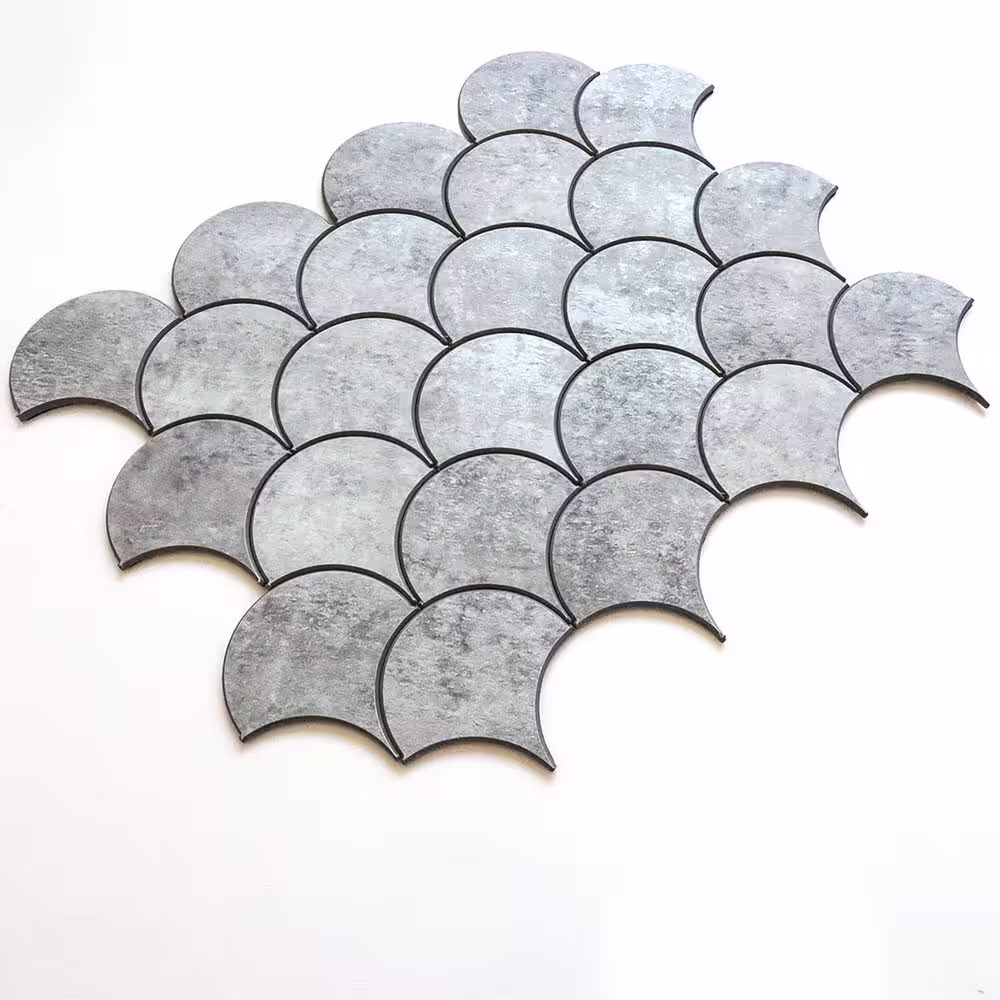 AVANT DECOR Seoul Stone Gray Fish Scales 9.25 in. x 11.88 in. 4 mm Stone Peel and Stick Backsplash Tile (6.11 sq. ft./8-Pack)
