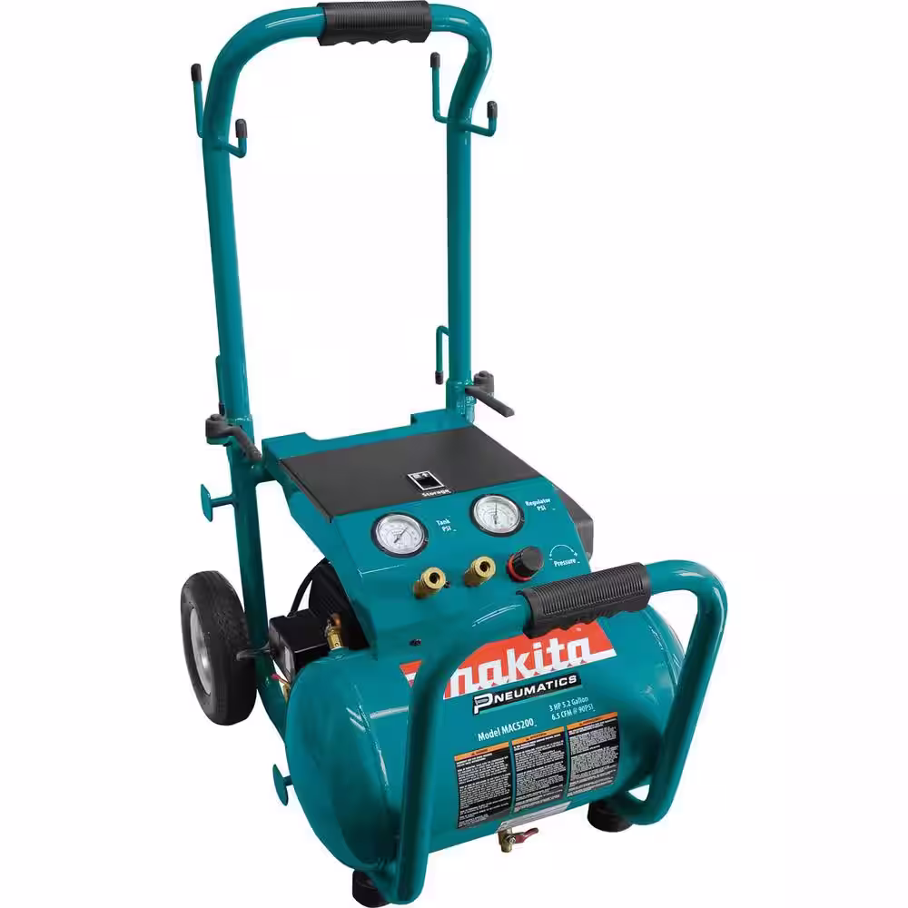 Makita 5.2 Gal. 3.0 HP Electric Single Tank Air Compressor with Bonus 3-1/2 in. 21-Degree Pneumatic Full Round Framing Nailer