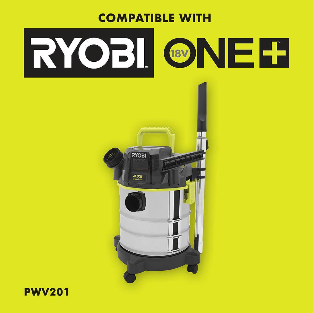 RYOBI ONE+ 18V 4.75 Gallon Wet/Dry Vacuum PWV200 Accessory Kit with Crevice Tool, Floor Nozzle, Dust Brush, and Extension Wand