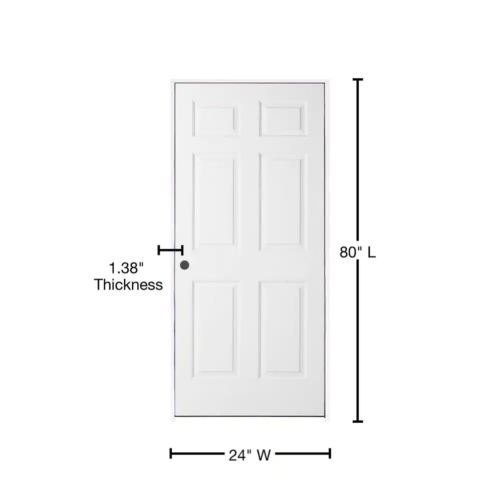 JELD-WEN 24 in. x 80 in. 6 Panel Colonist Primed Right-Handed Textured Molded Composite Single Prehung Interior Door