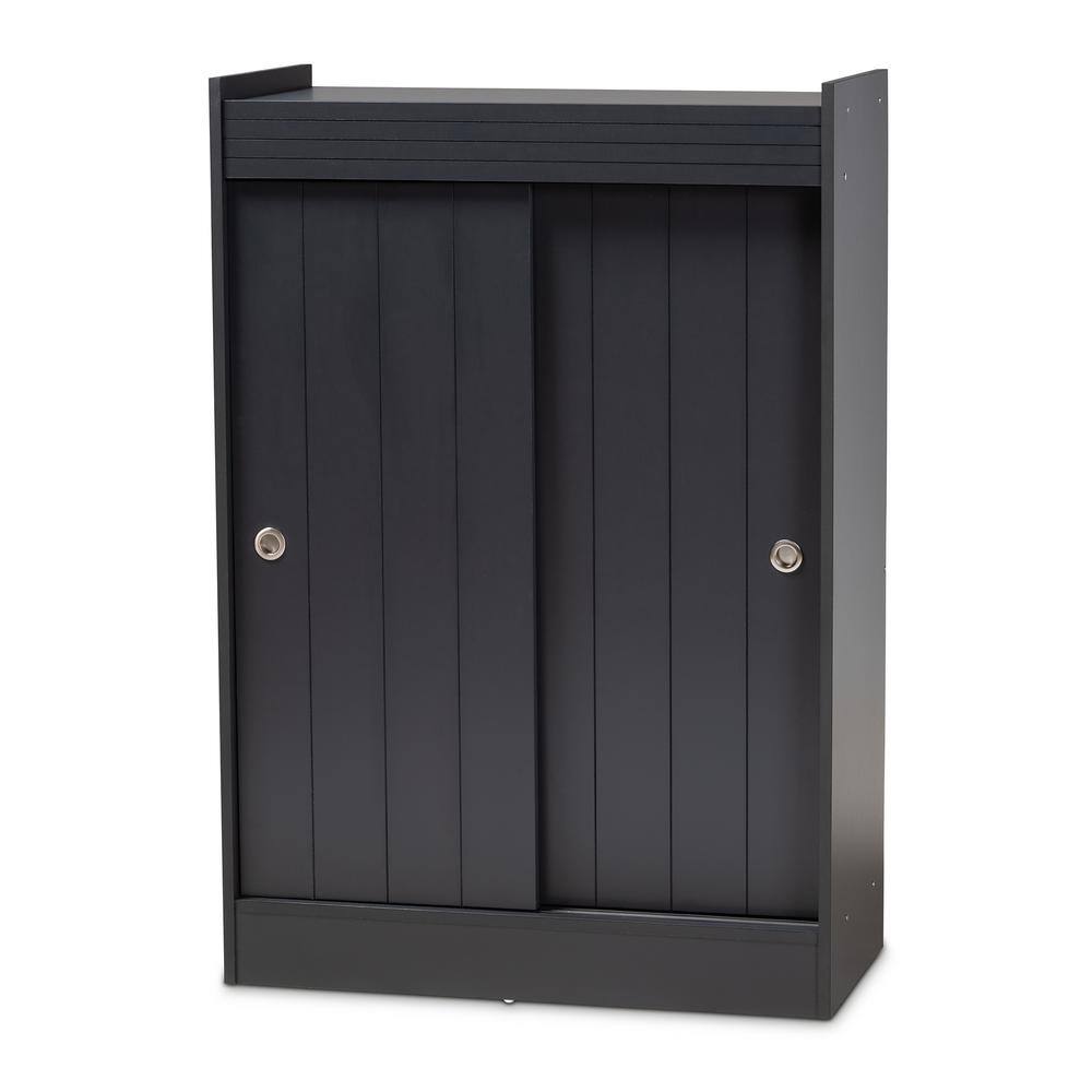 Baxton Studio 45.1 in. H x 30.6 in. W Gray Wood Shoe Storage Cabinet