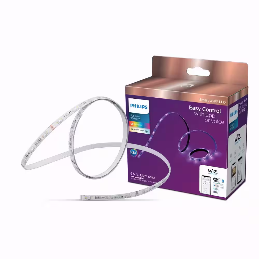 Philips 6.6 ft. Smart Plug-in Color and Tunable White Dimmable Wi-Fi Wiz Connected Light Strip