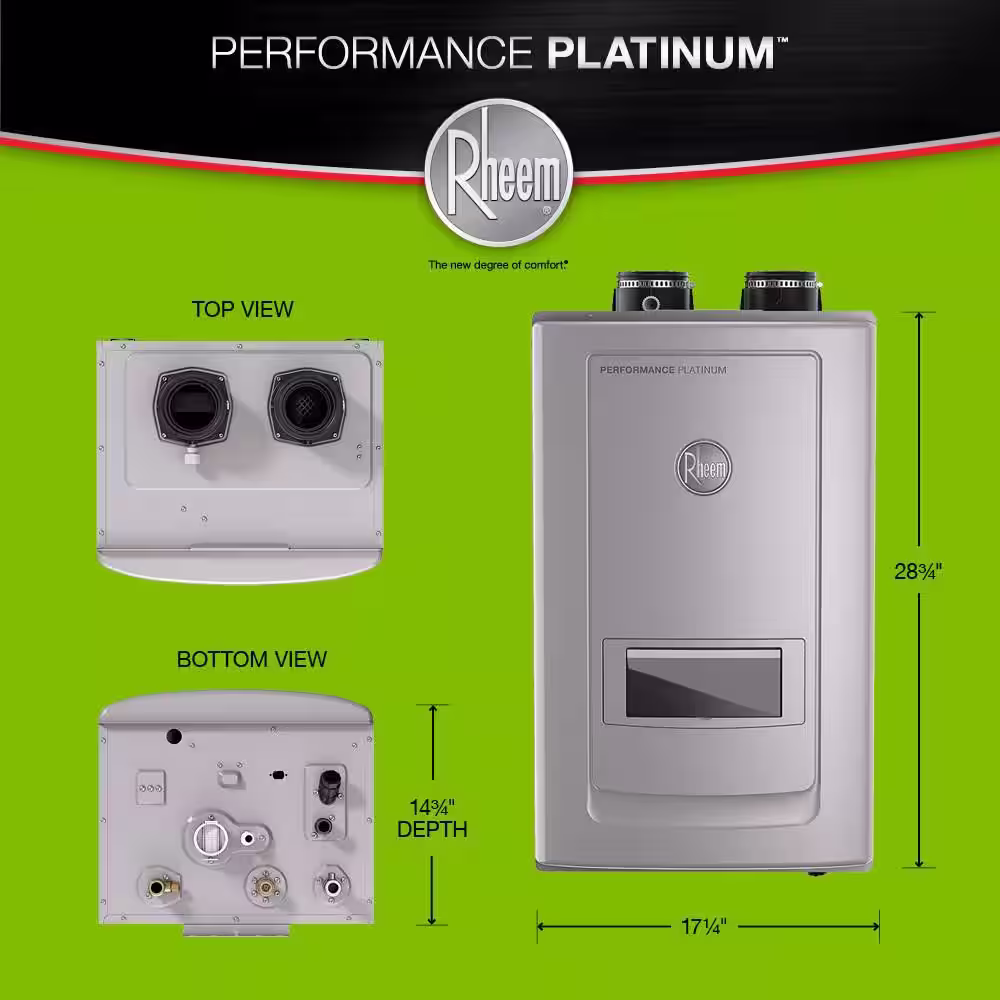Rheem Performance Platinum 9.9 GPM Liquid Propane High Efficiency Indoor Recirculating Tankless Water Heater