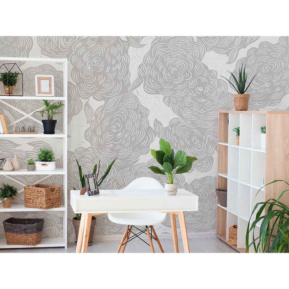 A-Street Prints Roses Grey Wall Mural