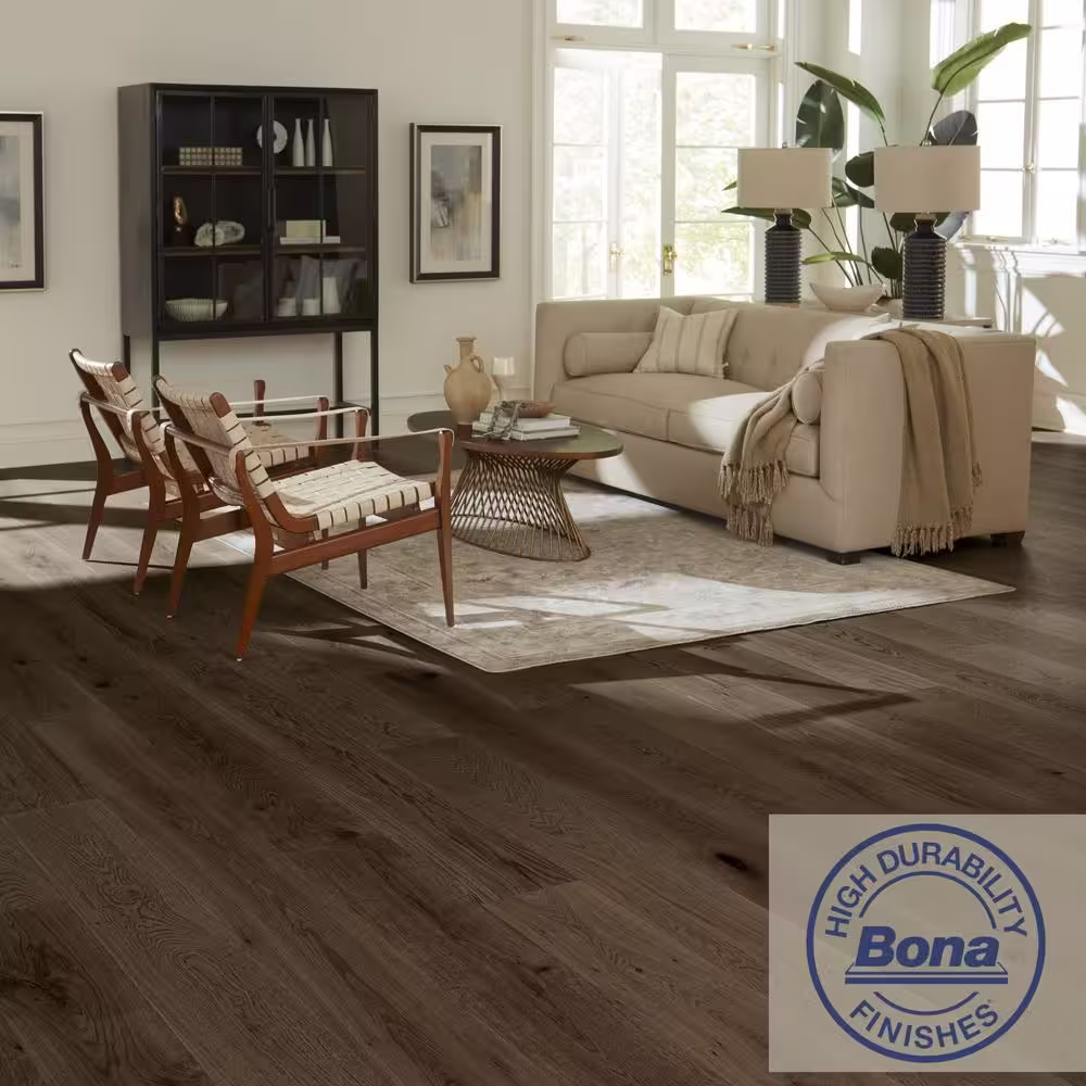 ASPEN FLOORING Desert Shadow Hickory 9/16 in T x 8.66 in. W Water Resistant Wire Brush Engineered Hardwood Flooring (31.25 sqft/case)