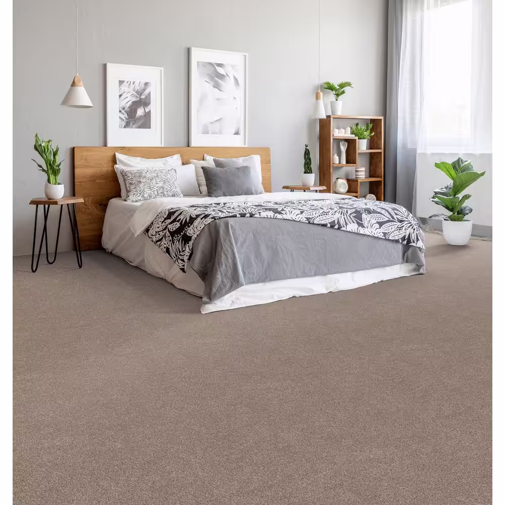 Home Decorators Collection First Class I - Faith - Beige 32 oz. SD Polyester Texture Installed Carpet