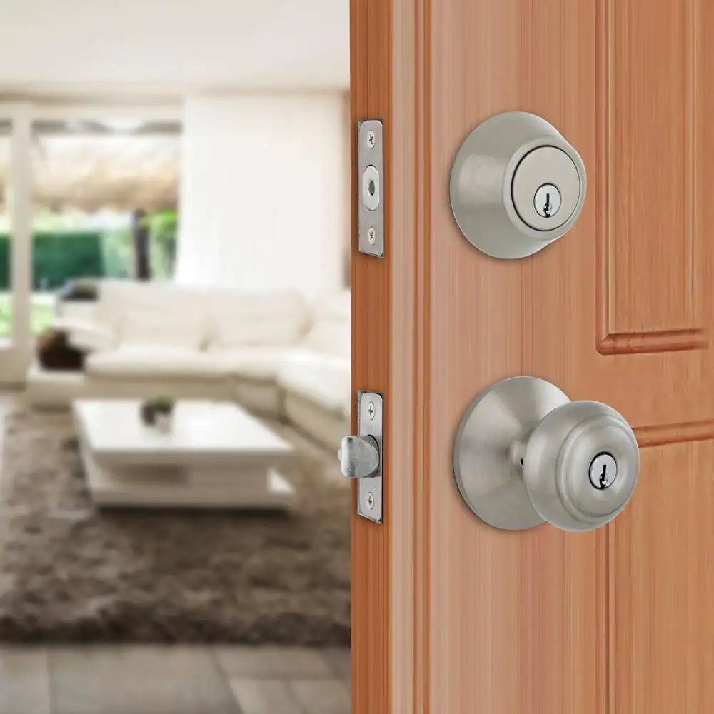 Defiant Hartford Satin Nickel Entry Knob and Single Cylinder Deadbolt Combo Pack