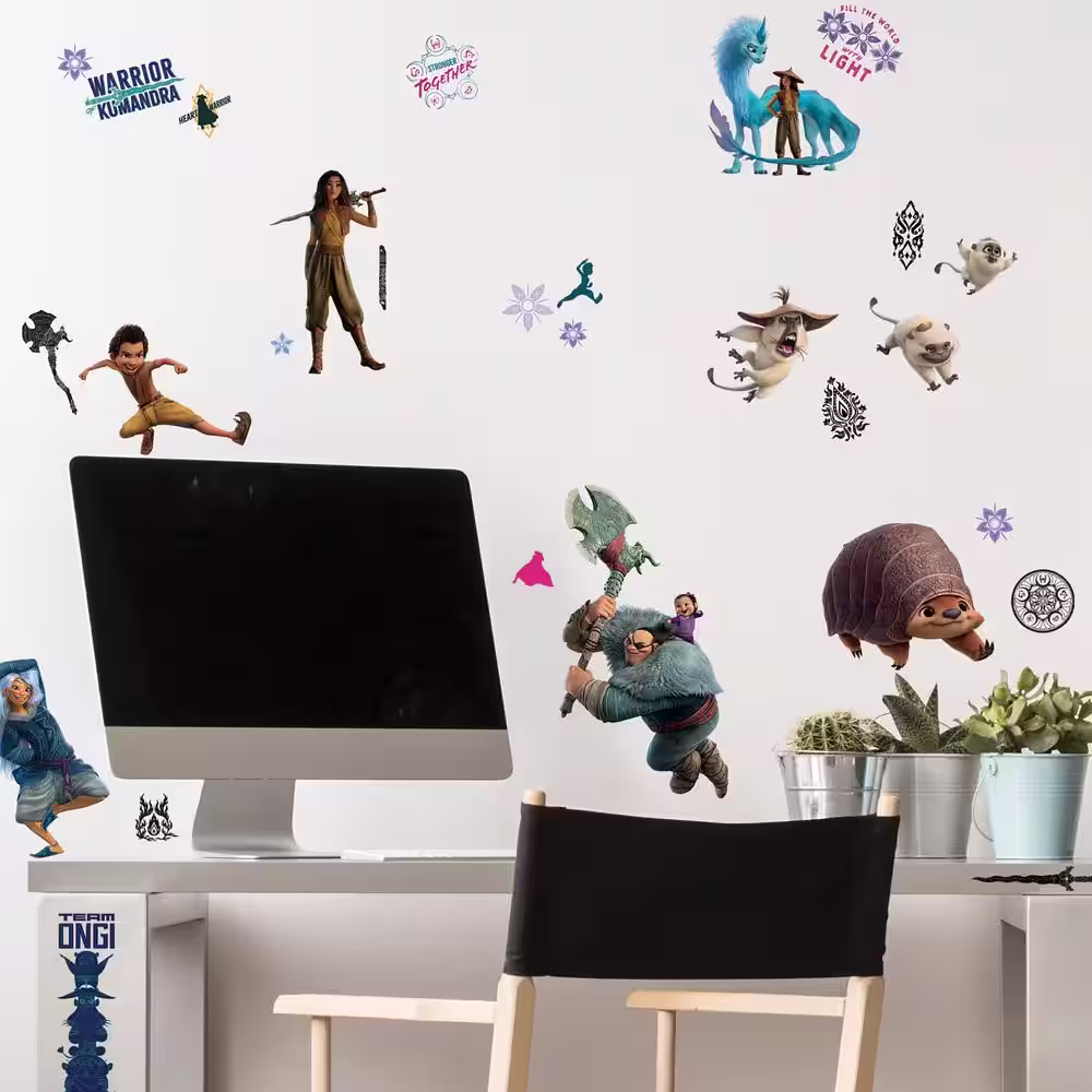 RoomMates Teal and Purple and Brown Raya and The Last Dragon Wall Decals
