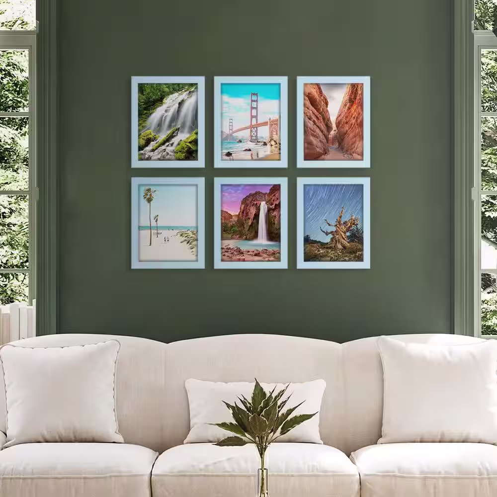 None Textured 8 in. x 10 in. Blue Picture Frame (Set of 6)