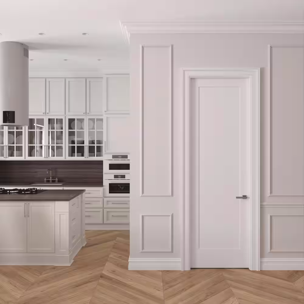 RESO 18 In. x 96 In.Left-Handed Solid Core Primed White Composite Single Pre-hung Interior Door Oil Rubbed Bronze Hinges