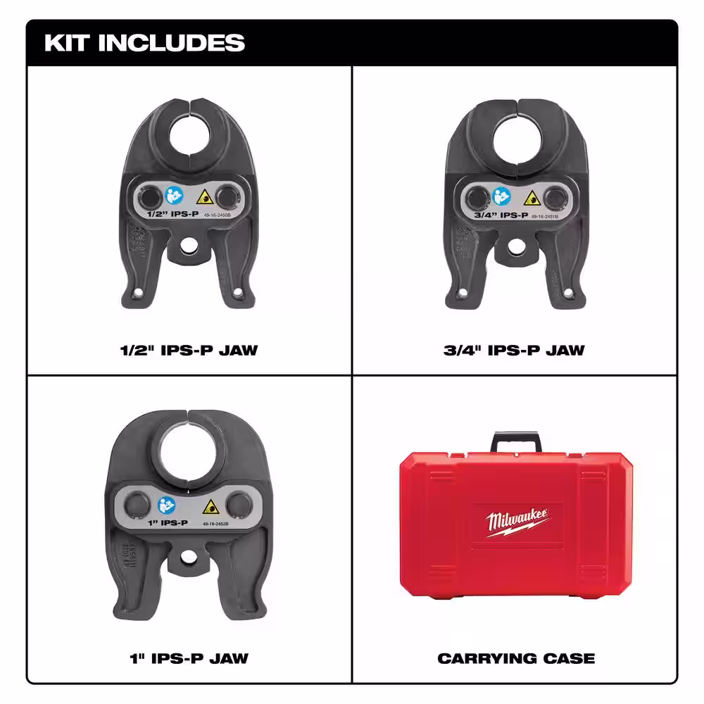Milwaukee M12 12-Volt Lithium-Ion Force Logic Cordless Press Tool Kit with 1/2 in. to 1 in. Iron Pipe Jaws (6-Jaws Included)