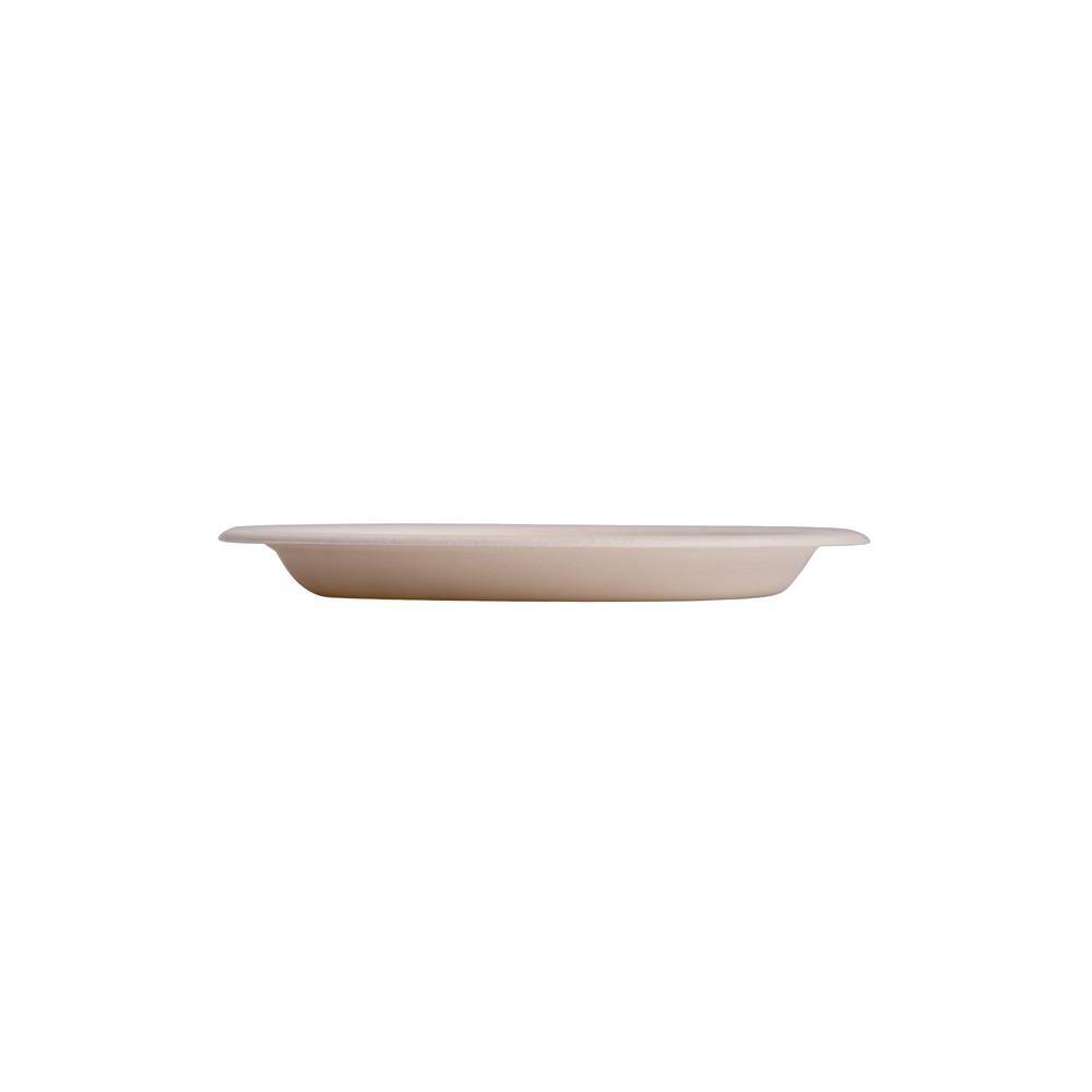 None 7 in. Unbleached Compostable Disposable Paper Plates [150-Pack]