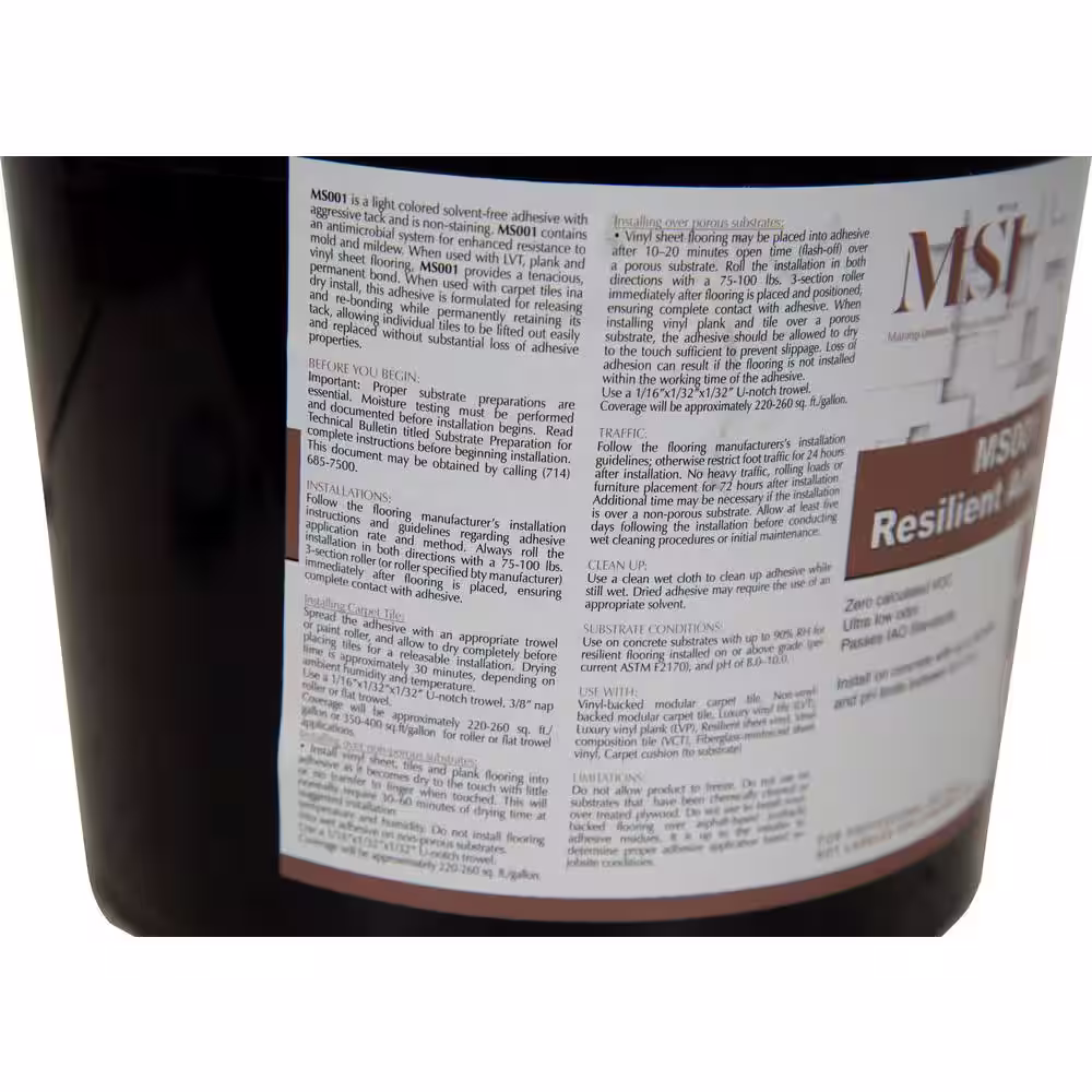 MSI 1 Gal. Universal Pressure Sensitive Luxury Vinyl Adhesive (Approximately 220-260 sq. ft./Gal)