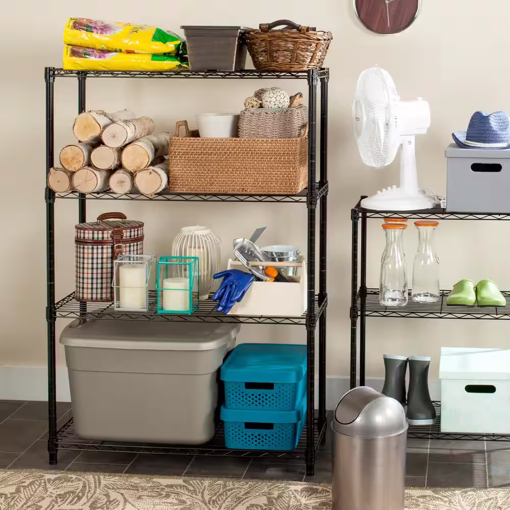 SAFAVIEH Bravo 4 Shelves Black Wire Decorative Shelving Rack
