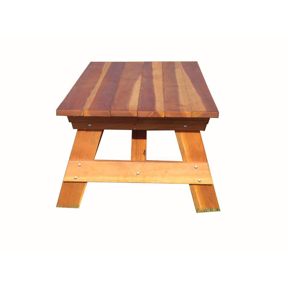 None Outdoor 1905 Super Deck 8 ft. Redwood Picnic Table