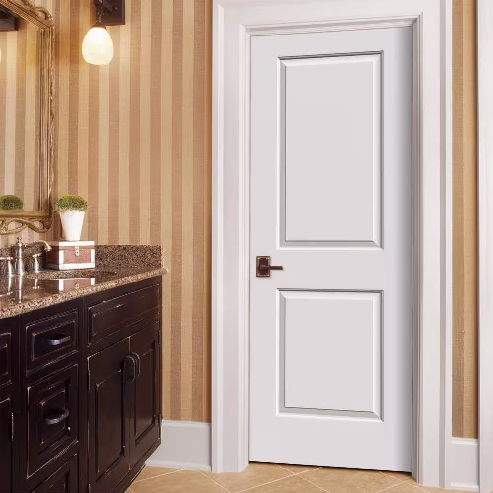 JELD-WEN Smooth 2-Panel Primed Molded Split Jamb Single Prehung Interior Door with Trim